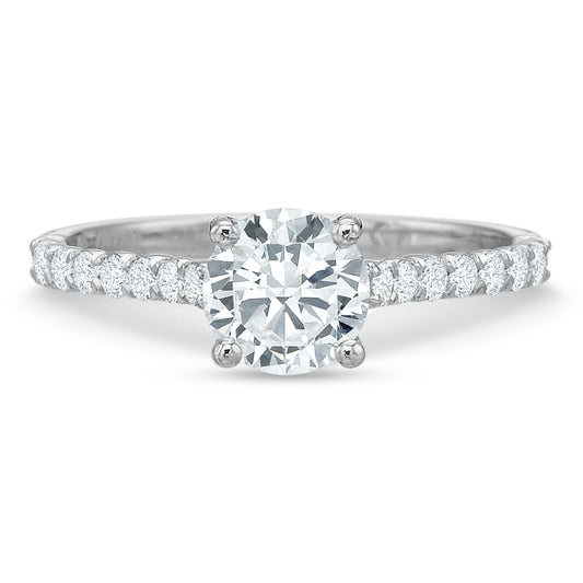 18k White Gold Round Cathedral Engagement Ring