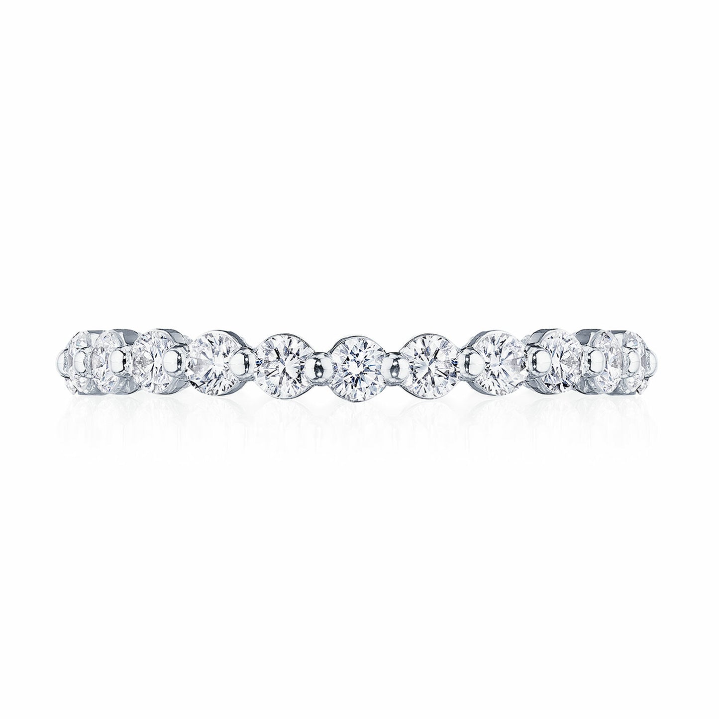 Sculpted Crescent Round Diamond Eternity Wedding Band