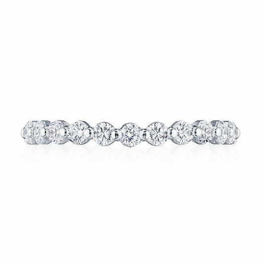 Sculpted Crescent Round Diamond Eternity Wedding Band