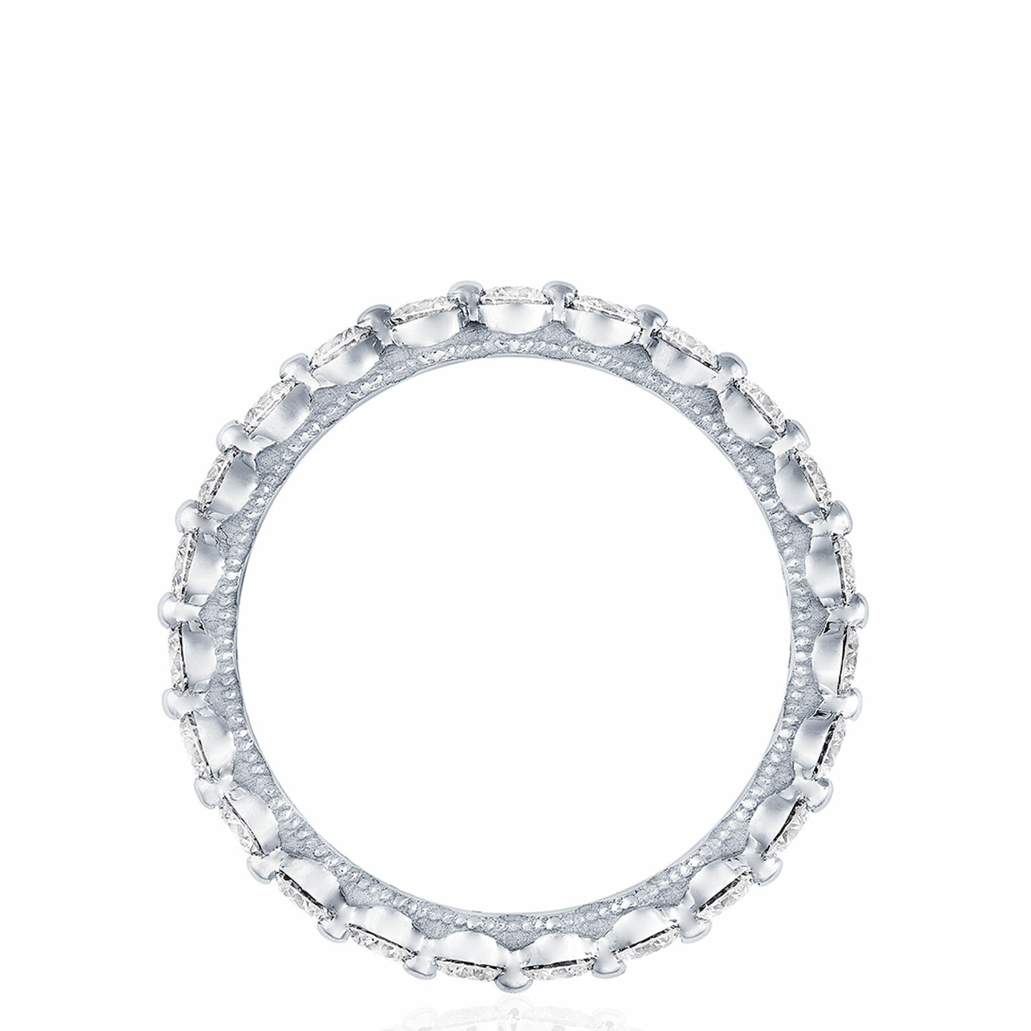 Sculpted Crescent Round Diamond Eternity Wedding Band