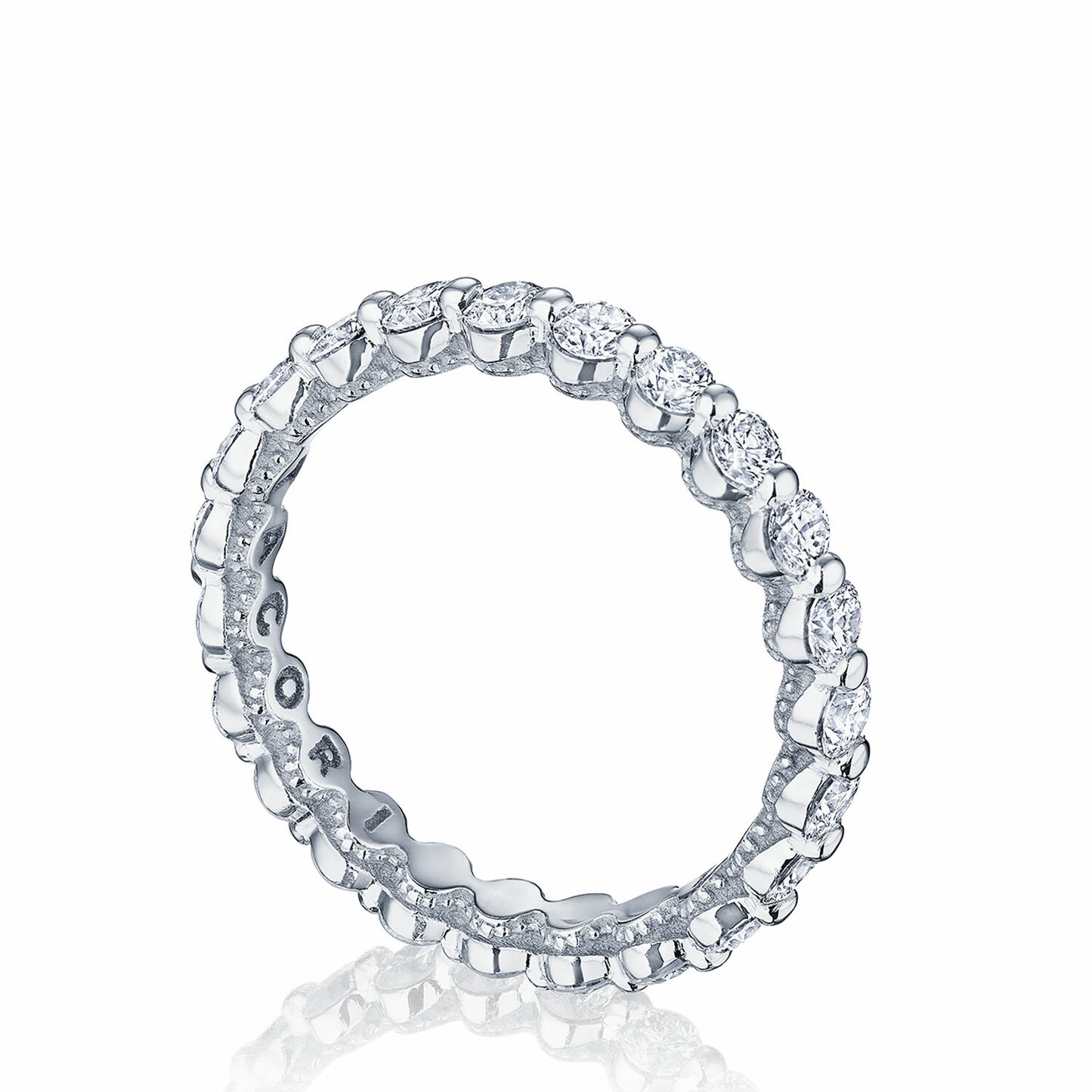 Sculpted Crescent Round Diamond Eternity Wedding Band