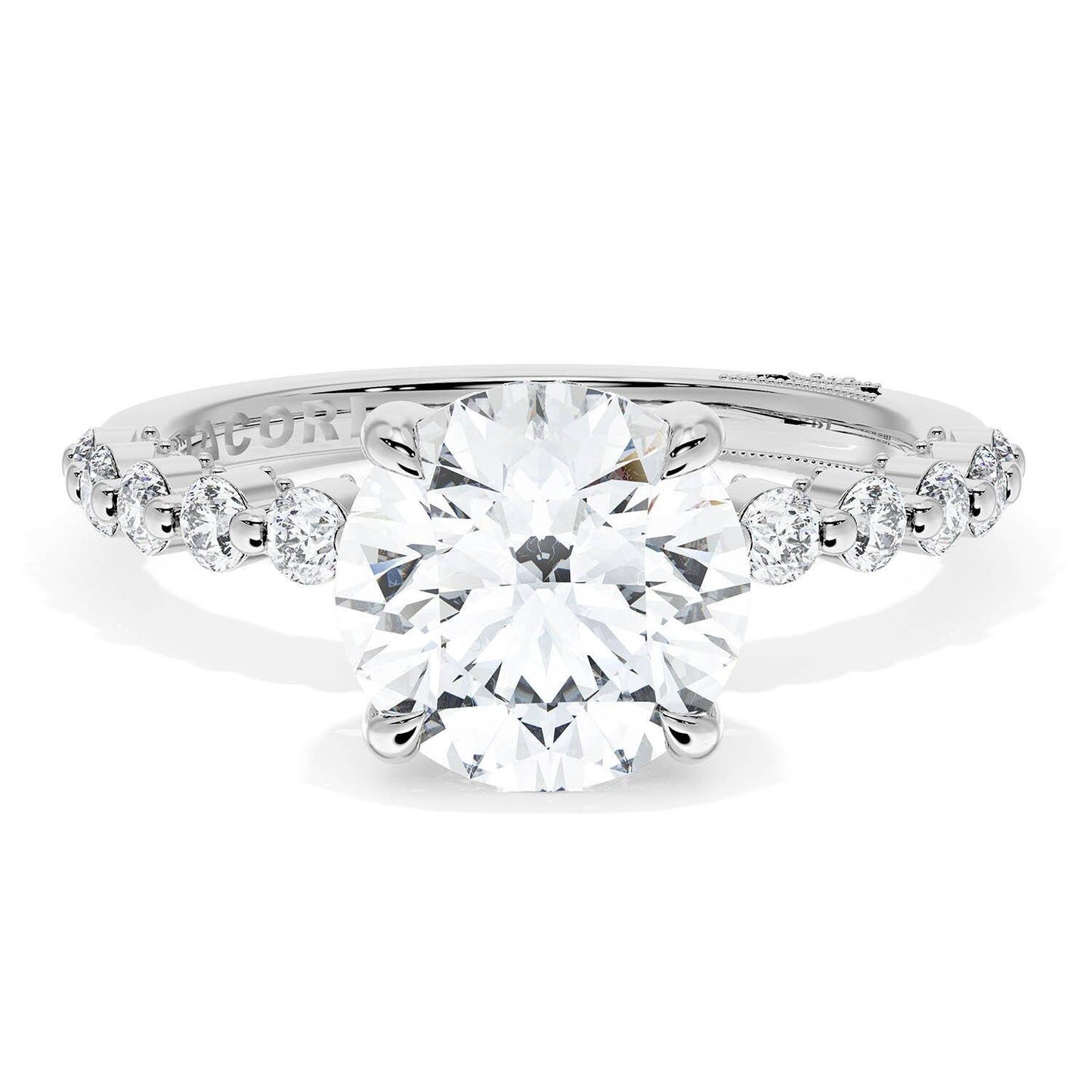 Sculpted Crescent Round Solitaire Engagement Ring