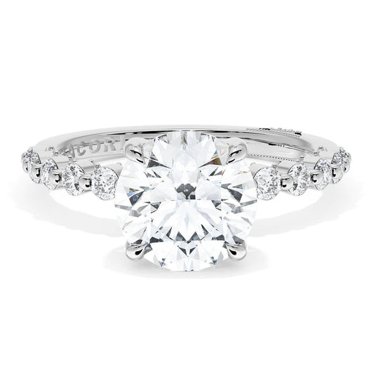 Sculpted Crescent Round Solitaire Engagement Ring