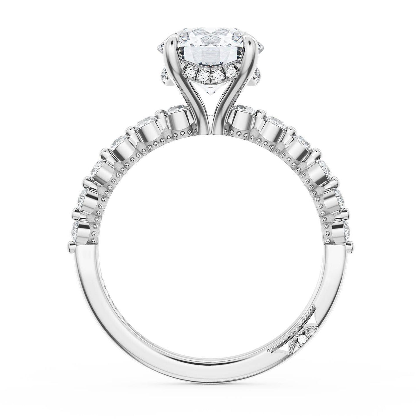 Sculpted Crescent Round Solitaire Engagement Ring
