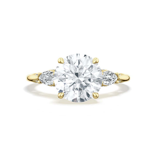 18k Yellow Gold Diamond Three Stone Engagement Ring