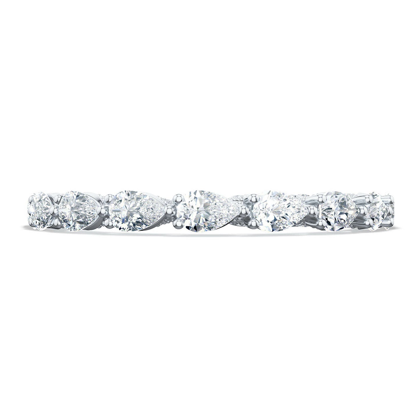 Sculpted Crescent Pear Eternity Wedding Band