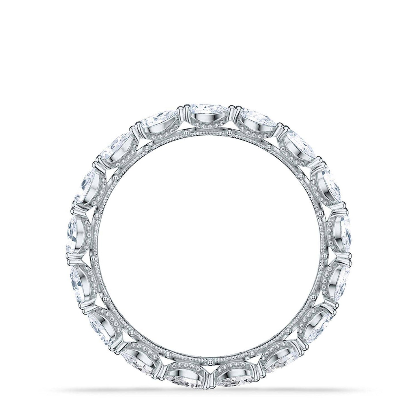 Sculpted Crescent Pear Eternity Wedding Band