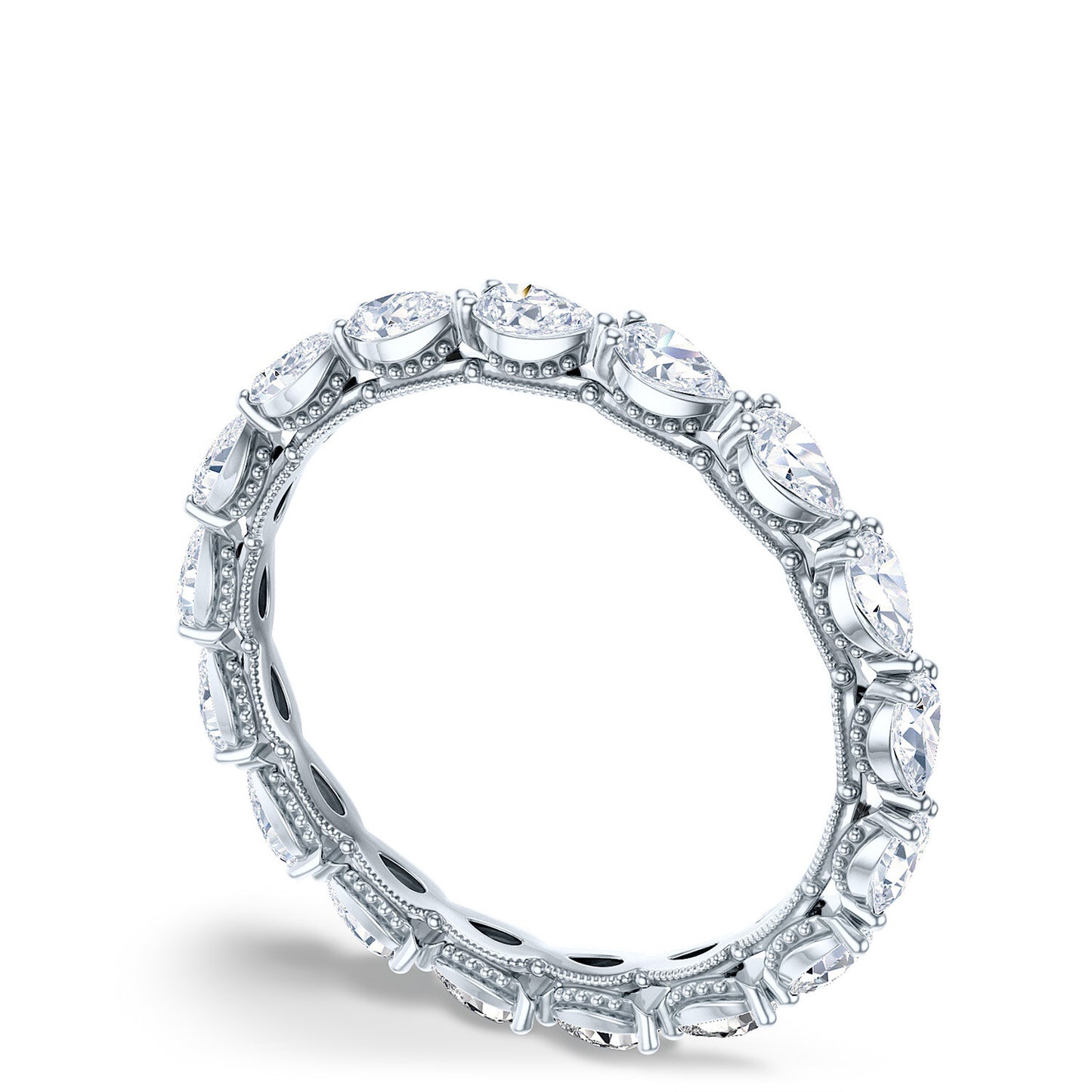 Sculpted Crescent Pear Eternity Wedding Band