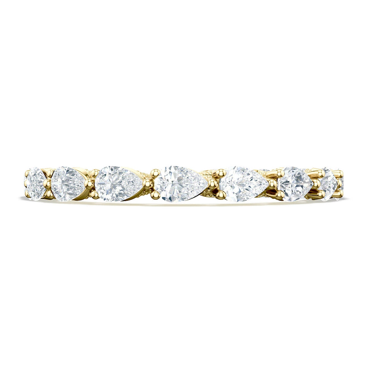 Sculpted Crescent Pear Eternity Wedding Band