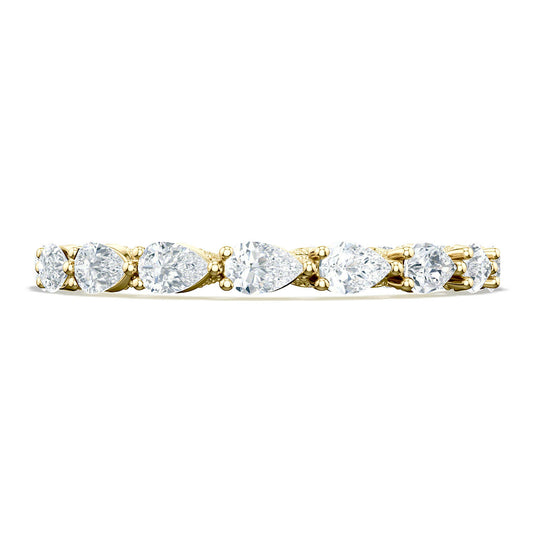 Sculpted Crescent Pear Eternity Wedding Band
