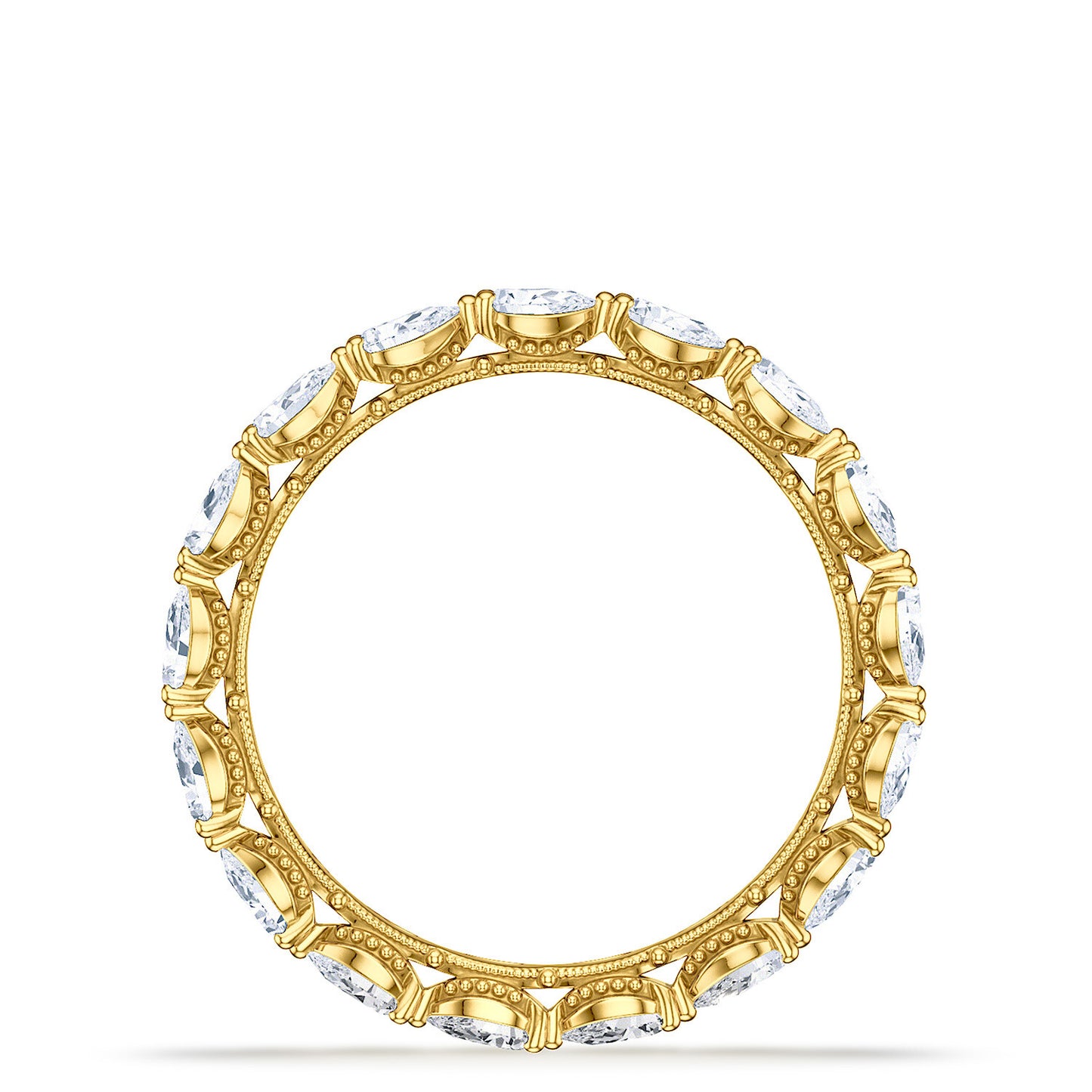 Sculpted Crescent Pear Eternity Wedding Band