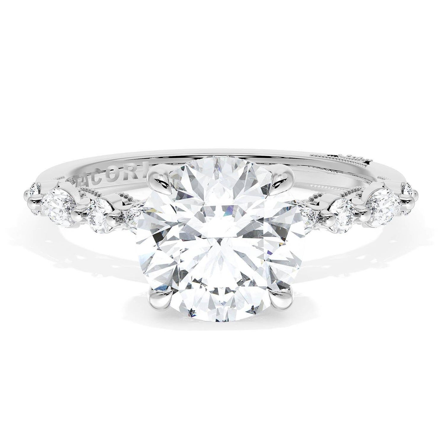 Sculpted Crescent Round Solitaire Engagement Ring