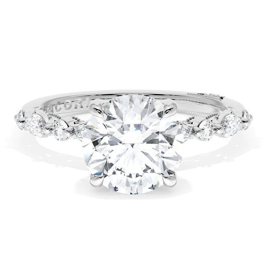 Sculpted Crescent Round Solitaire Engagement Ring