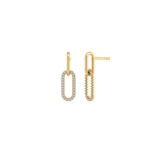 18kt Yellow Gold Paperclip Link Earrings