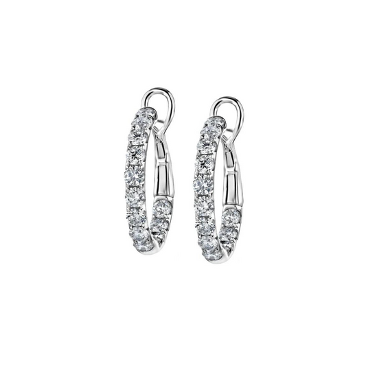 18kt White Gold Diamond Hoop Earrings