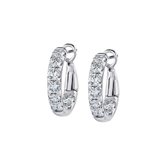 18kt White Gold Diamond Hoop Earrings