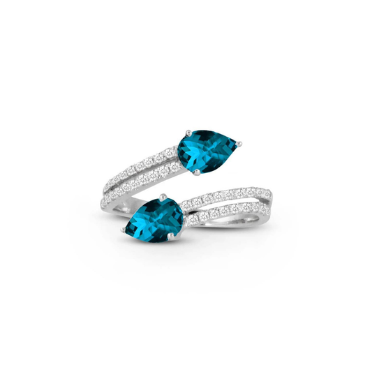 18kt White Gold Diamond Ring with London Blue Topaz