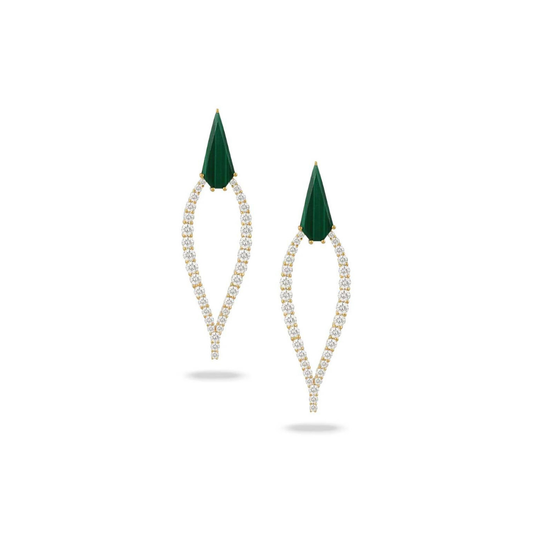 18kt Yellow Gold Diamond Earring with Malachite