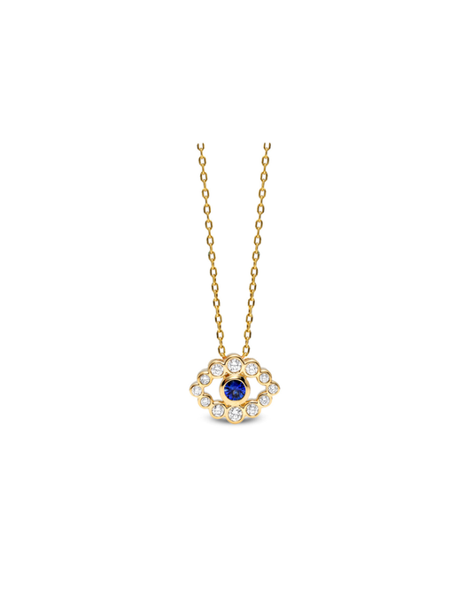 Bubbly Evil Eye Sapphire and Diamond Pendant