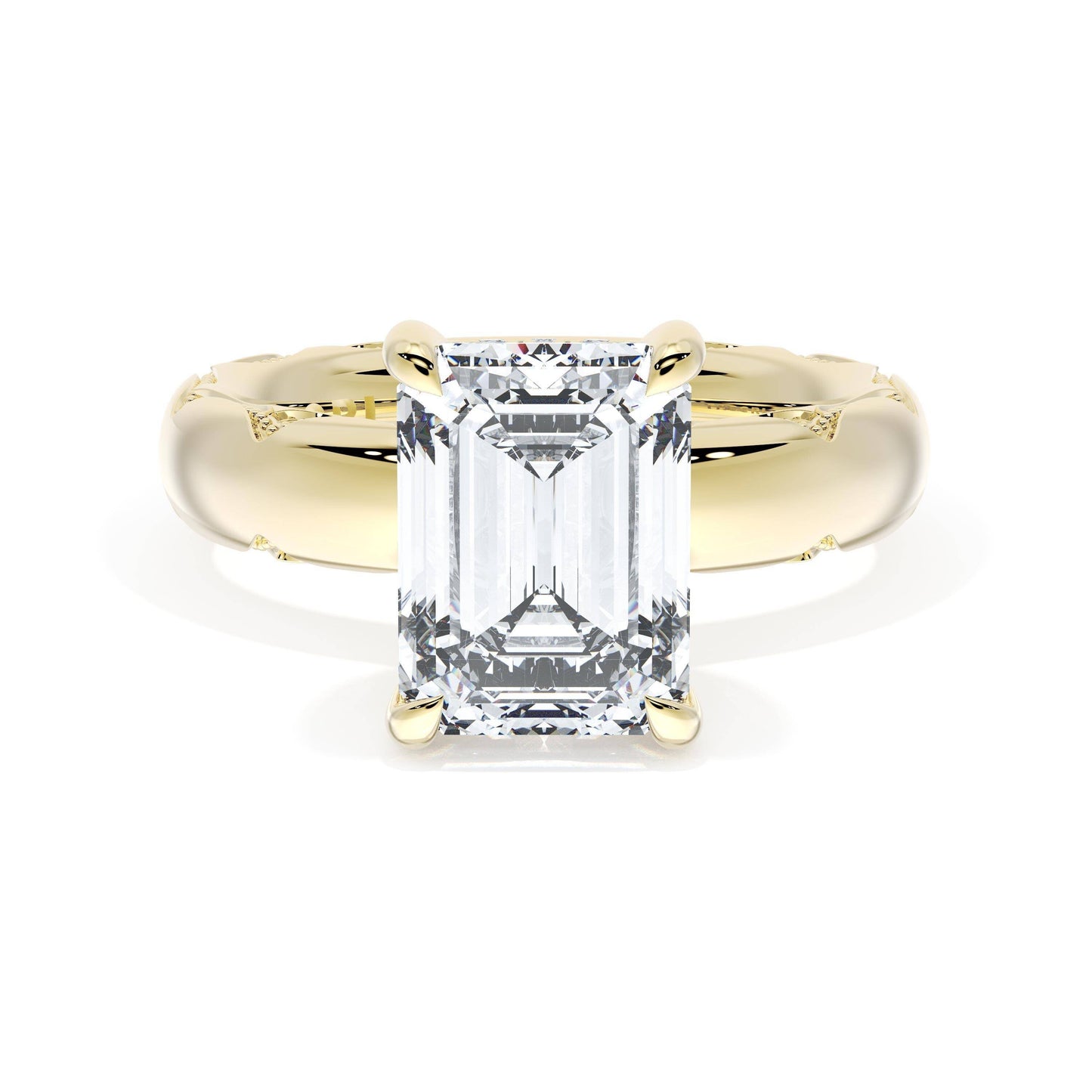 Founder's Collection Emerald Solitaire Cigar Band Engagement Ring