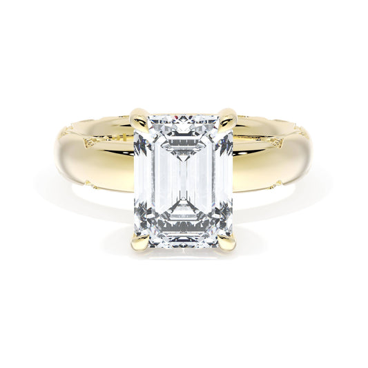 Founder's Collection Emerald Solitaire Cigar Band Engagement Ring
