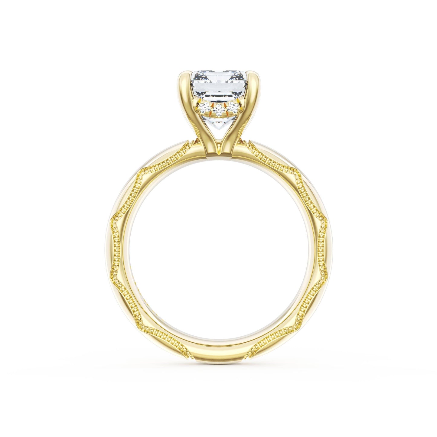Founder's Collection Emerald Solitaire Cigar Band Engagement Ring