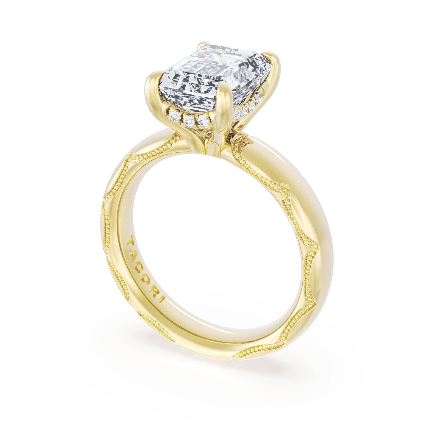 Founder's Collection Emerald Solitaire Cigar Band Engagement Ring