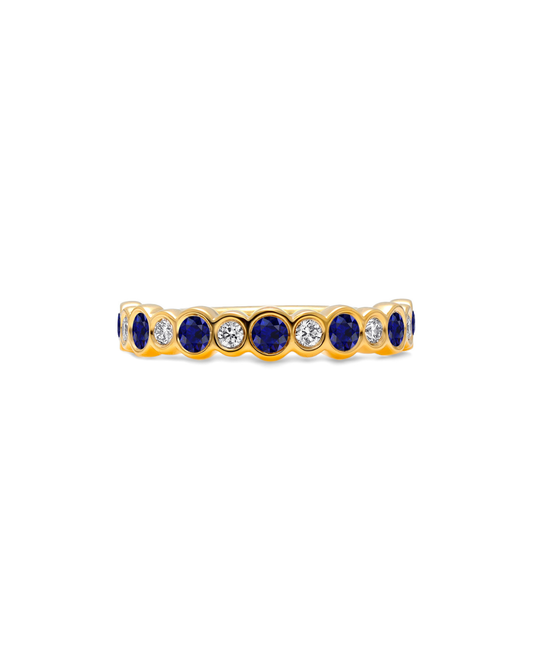 Bubbly Sapphire and Diamond Ring