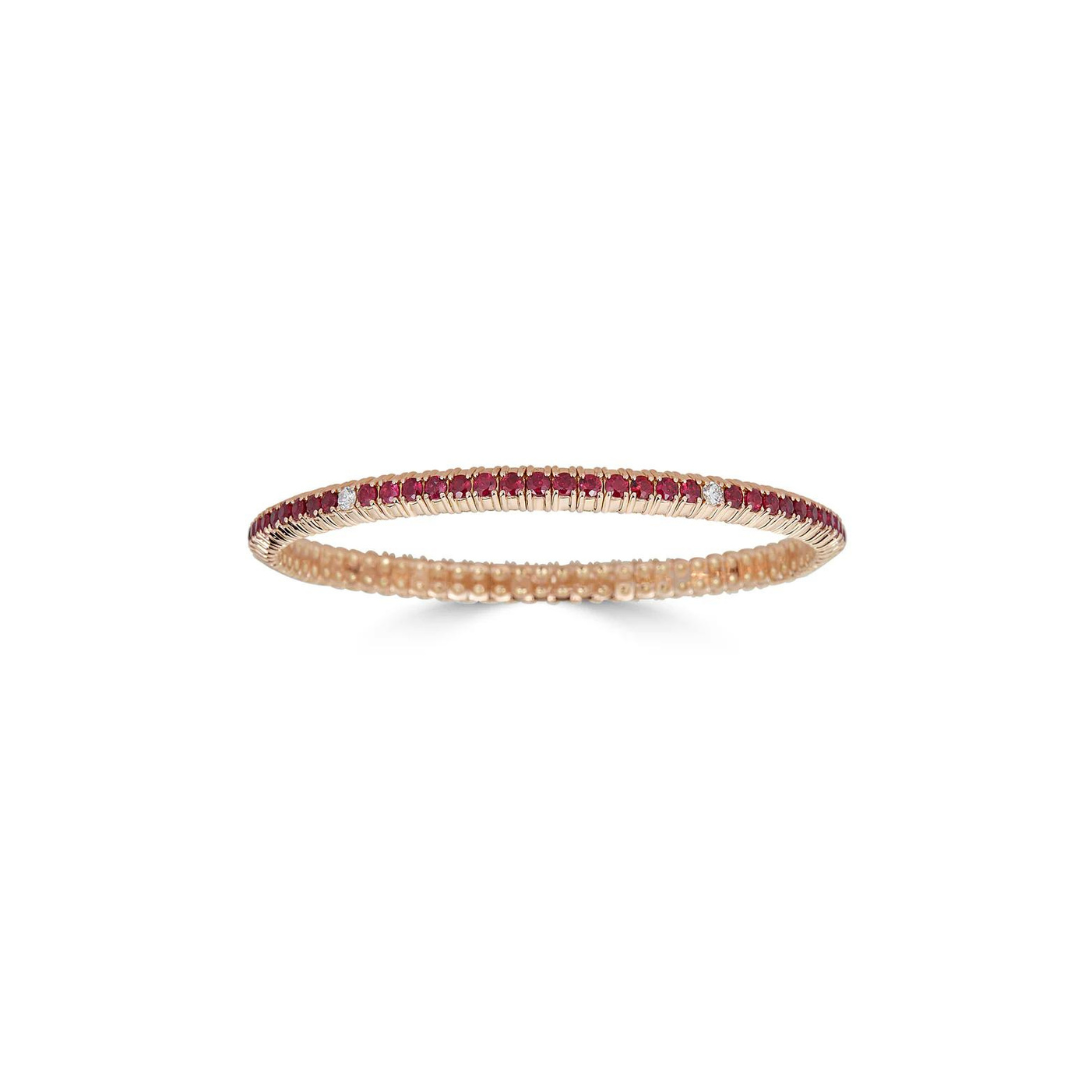 18k Rose Gold Diamond and Ruby Stretch Bracelet