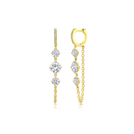 18k Yellow Gold Round Chain Earrings
