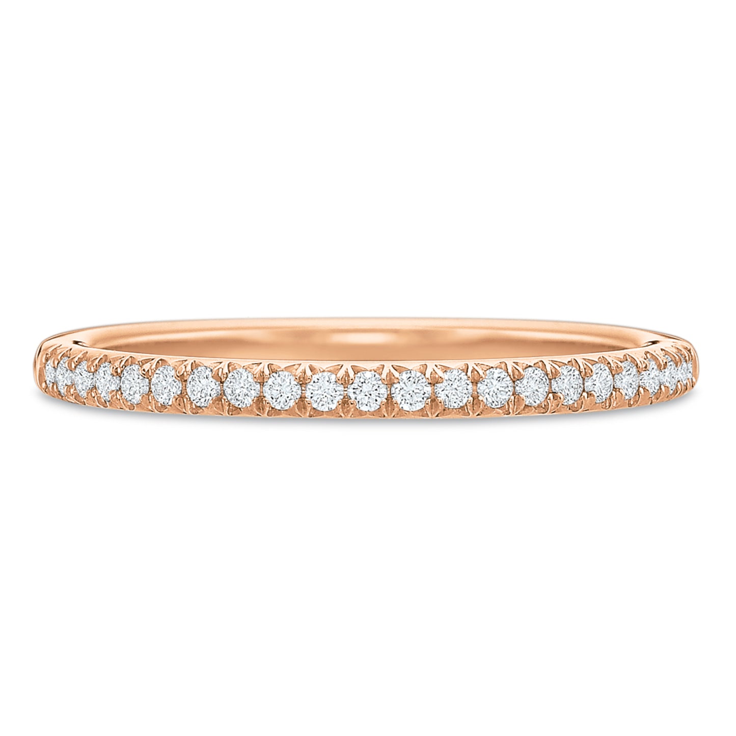 18k Rose Gold Straight Diamond Wedding Band