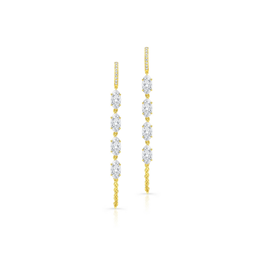 18k Yellow Gold Oval Chain Earrings