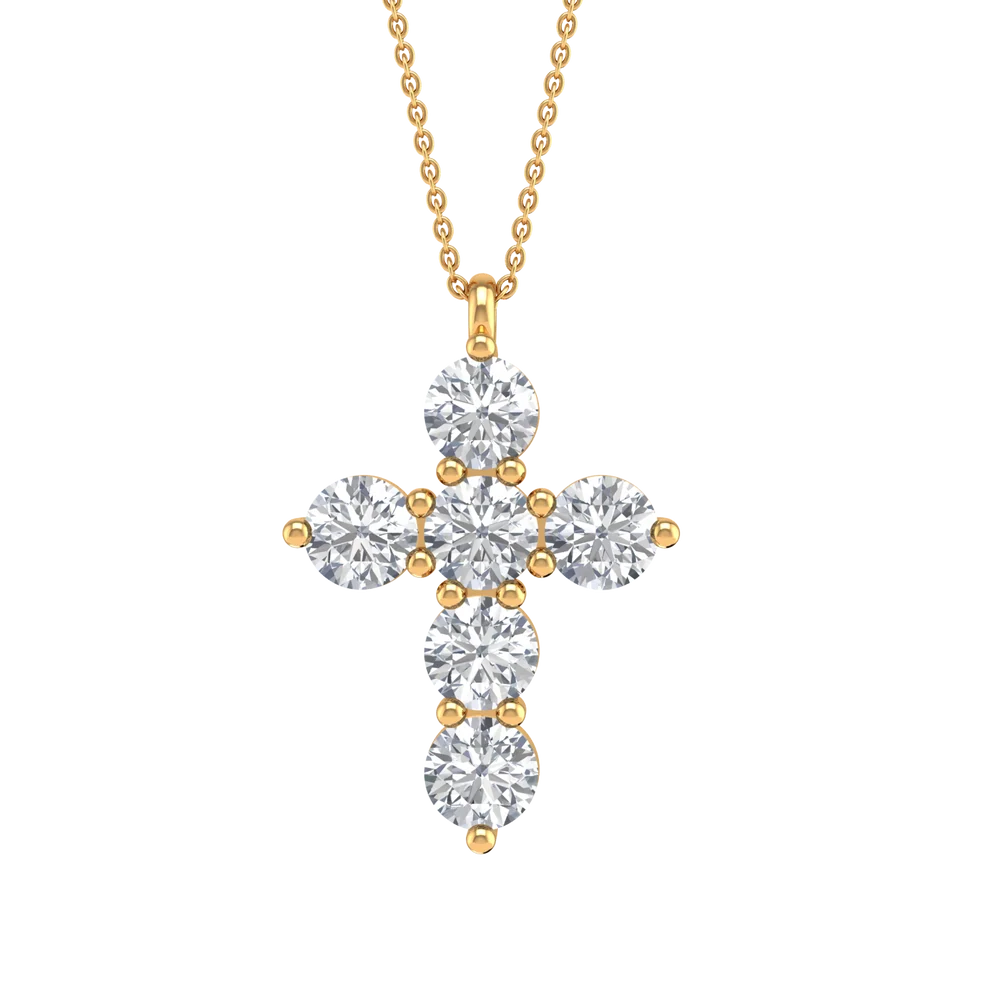 18k Yellow Gold Diamond Cross Necklace