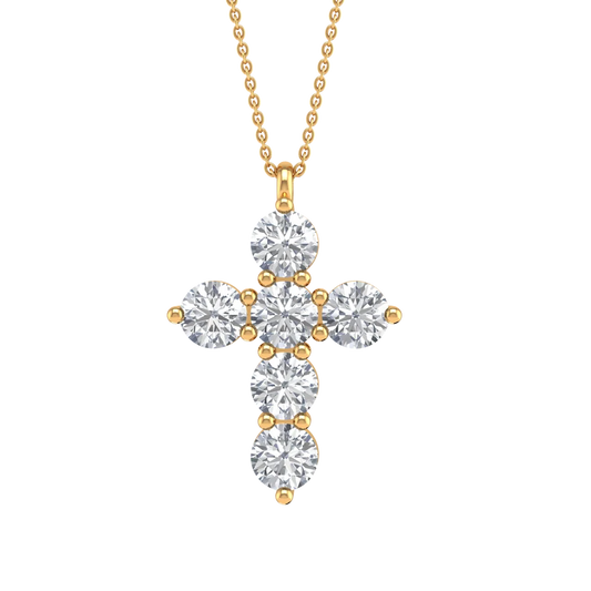 18k Yellow Gold Diamond Cross Necklace