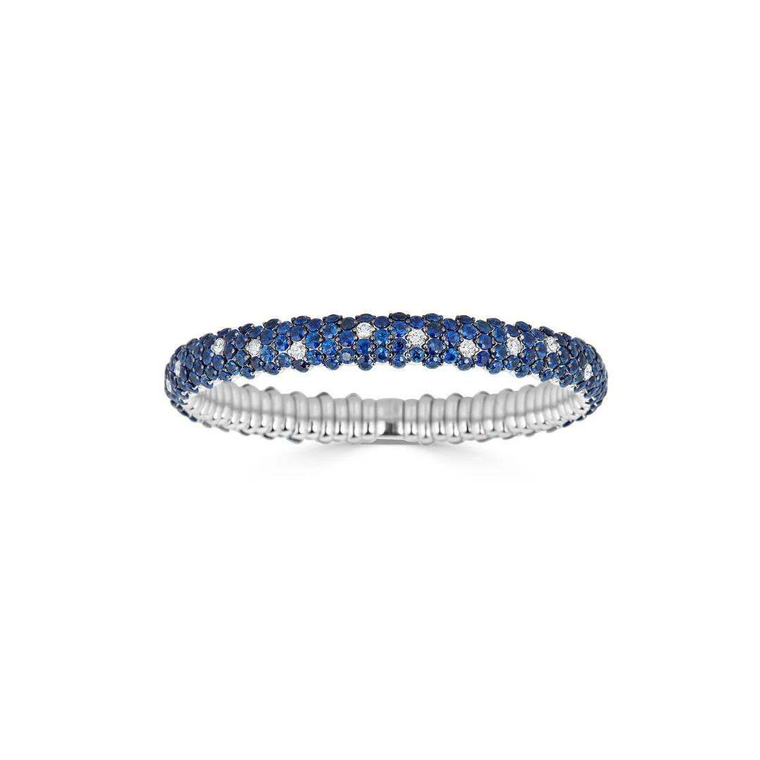 18k White Gold Diamond and Sapphire Stretch Bracelet