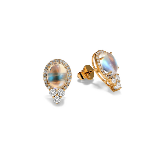 18k Yellow Gold Moonstone Earrings