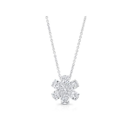 18k White Gold Floral Necklace