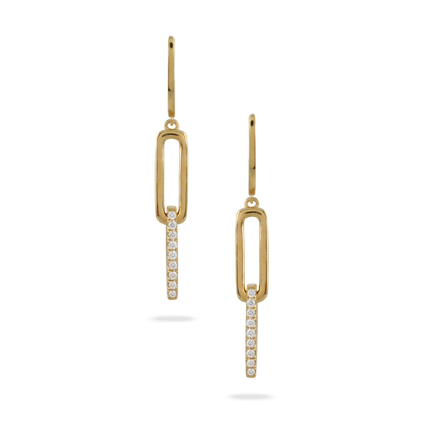 18k Yellow Gold Diamond Paperclip Earrings