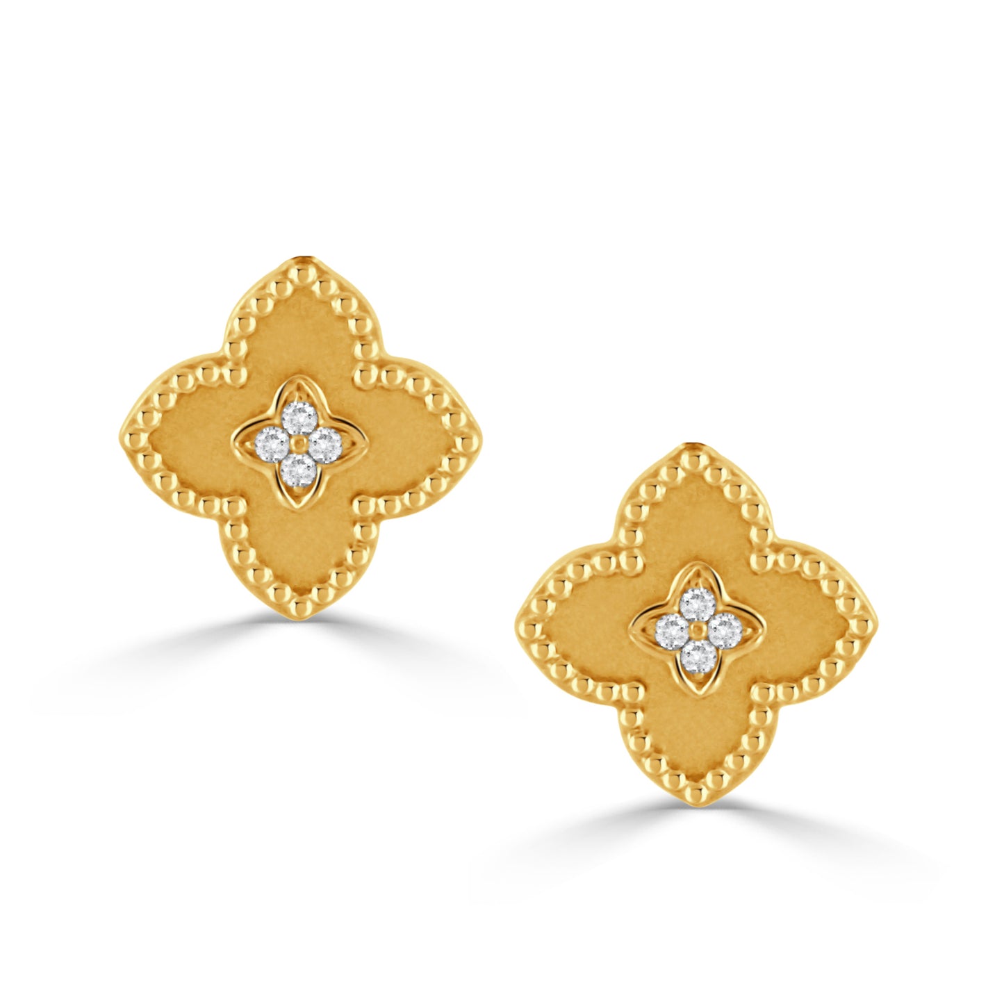 18k Yellow Gold Clover Earrings