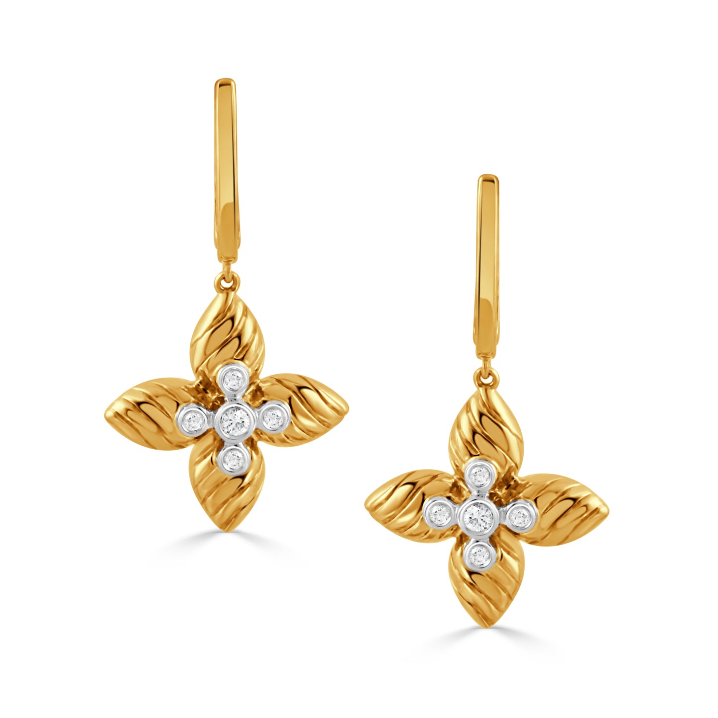 18k Yellow Gold Dangle Clover Earrings