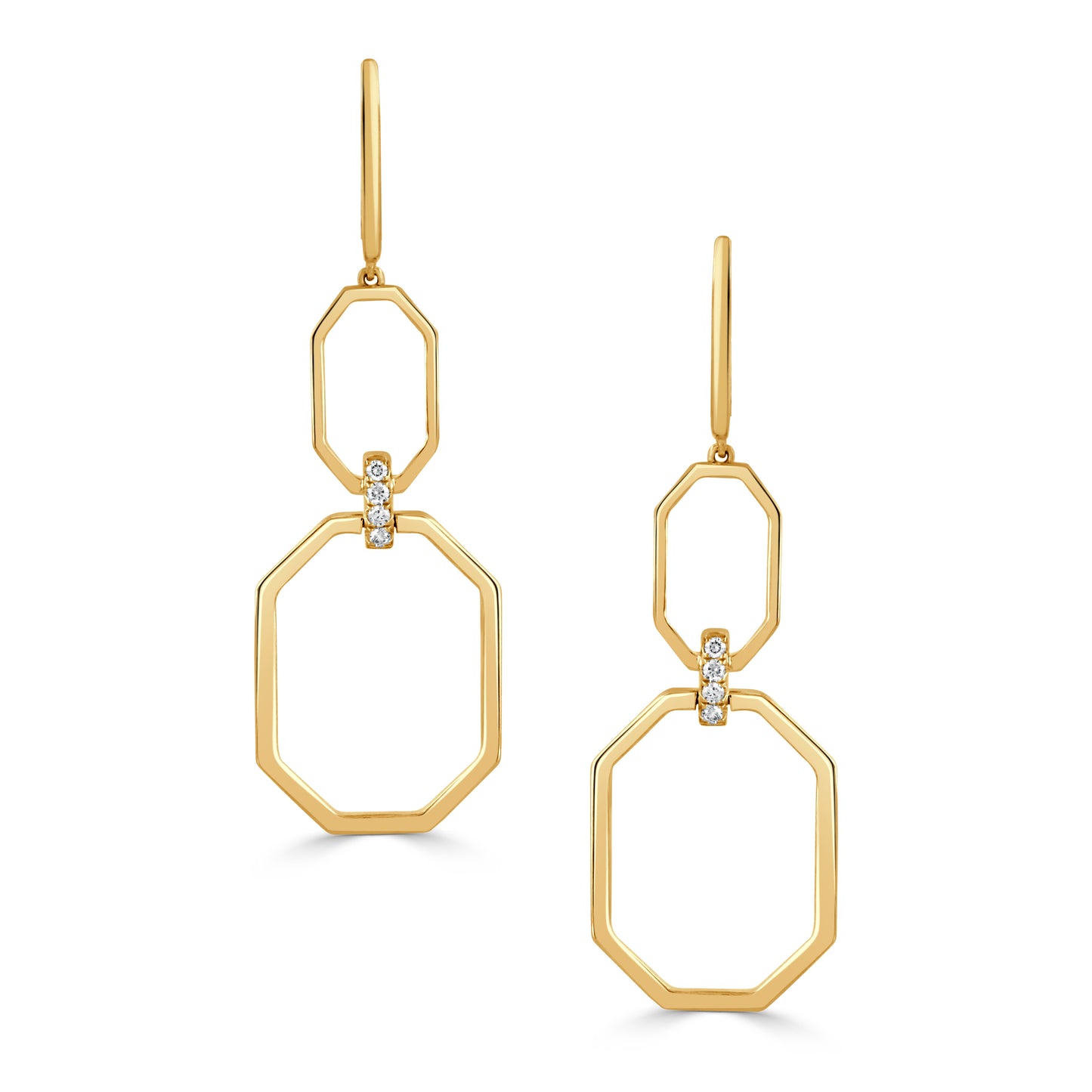 18k Yellow Gold Interlocking Octagon Earrings