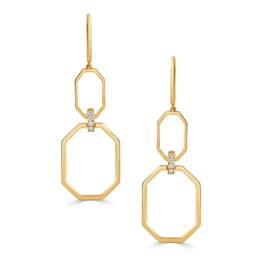 18k Yellow Gold Interlocking Octagon Earrings