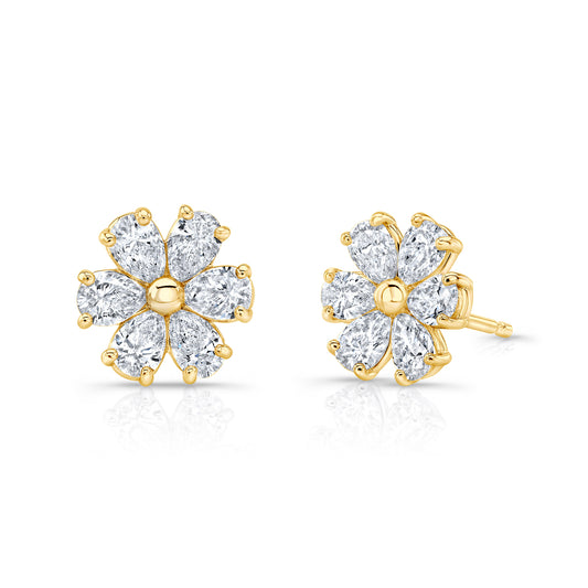 18k Yellow Gold Floral Earrings