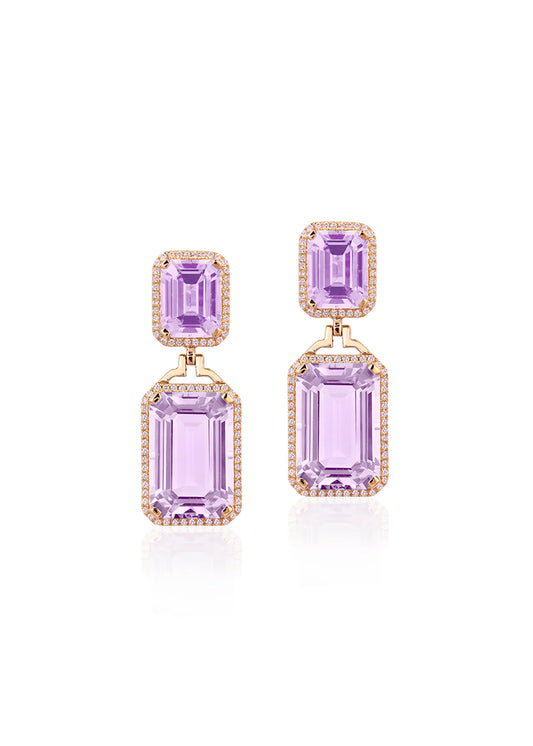Emerald Cut Double Drop Earrings