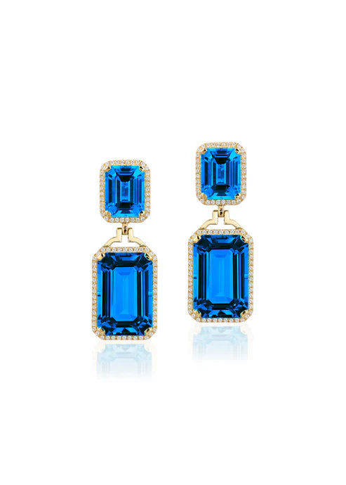 Emerald Cut Double Drop Earrings