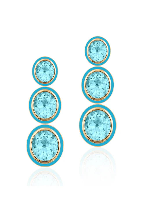 3 Tier Oval Earrings with Inlay
