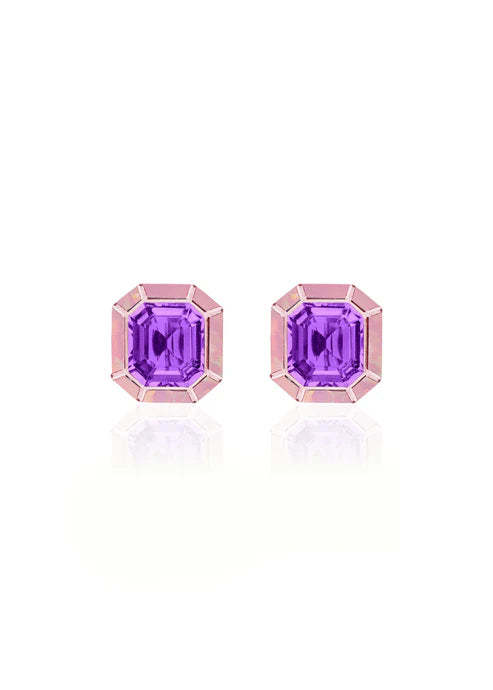 Emerald Cut Studs with Inlay