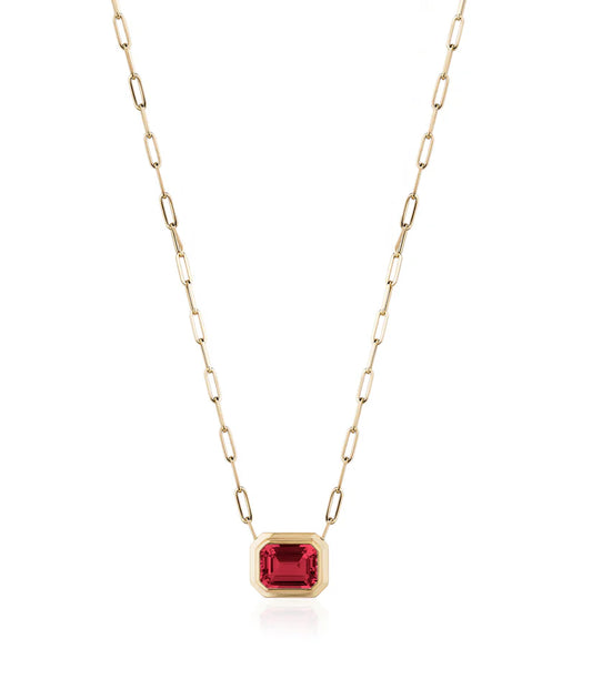 East-West Emerald Cut Bezel Pendant