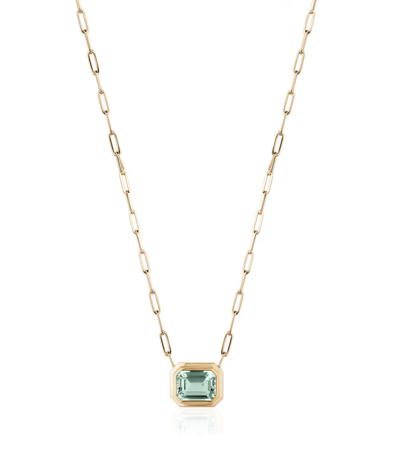 East-West Emerald Cut Bezel Pendant