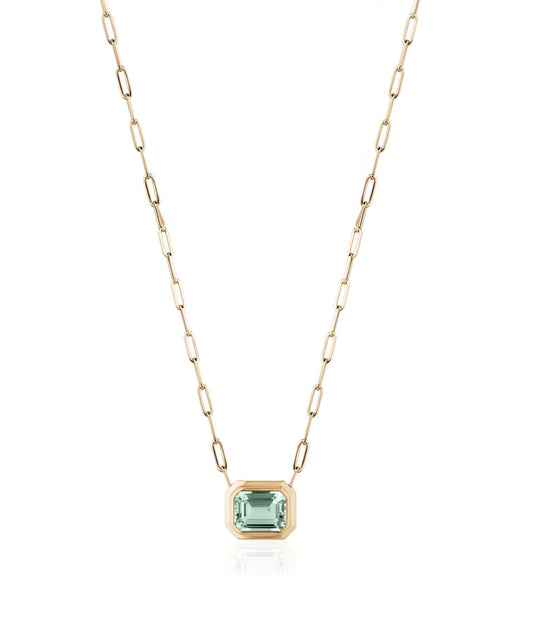 East-West Emerald Cut Bezel Pendant